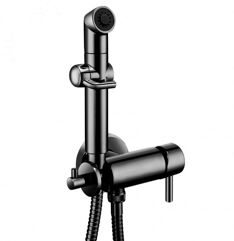 Смеситель для биде Lemark Solo встраиваемый с гигиеническим душем черный LM7166BL