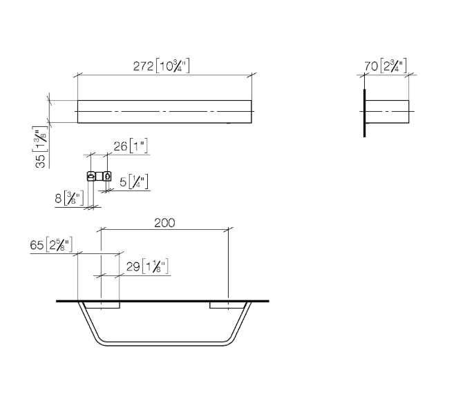 Поручень Dornbracht CL.1 прямой 272 мм шампанское 8302070547