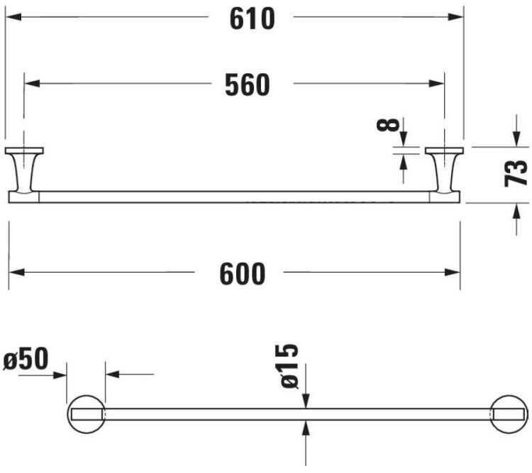 Полотенцедержатель Duravit Starck T 610 мм нержавеющая сталь 0099427000
