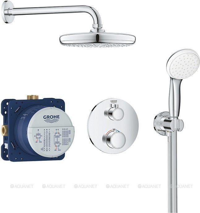 Душевая система с термостатом Grohe Grohtherm и верхним душем Tempesta 210 хром 34727000