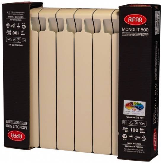Радиатор биметаллический RIFAR Monolit 500 8 секций боковое подключение капучино R-MN-500-08