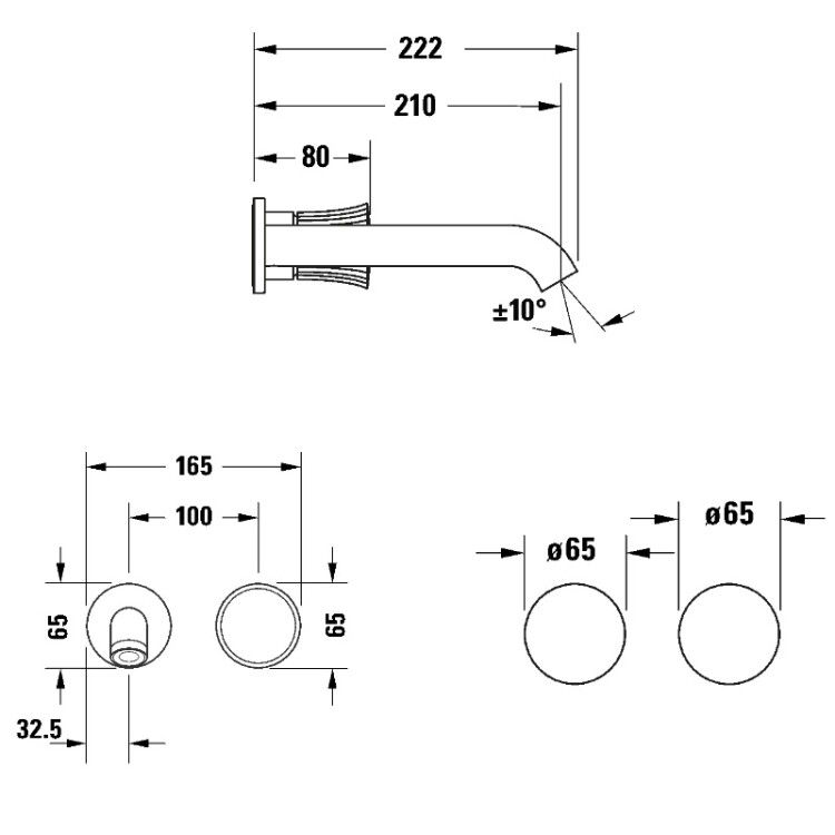 Смеситель для раковины Duravit White Tulip настенный хром WT1070004010