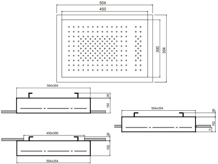 Верхний душ Fantini Acquafit 500x354 мм блестящая натуральная сталь 7938K022