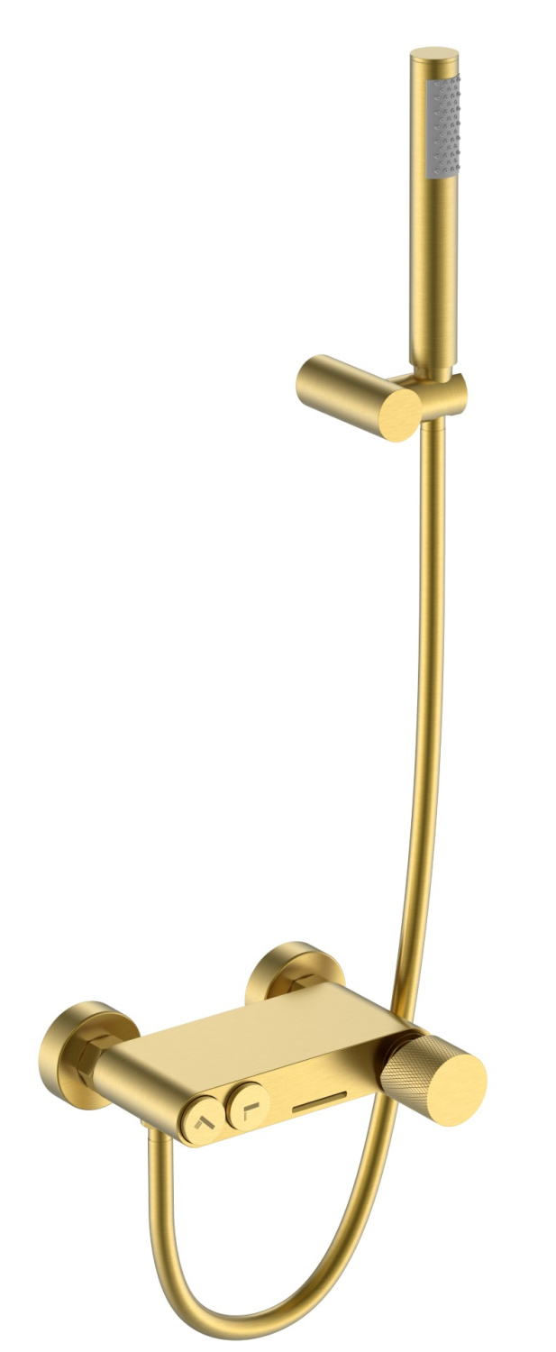Смеситель для ванны Boheme Stick Touch с душевым комплектом матовое золото 123-MG.2