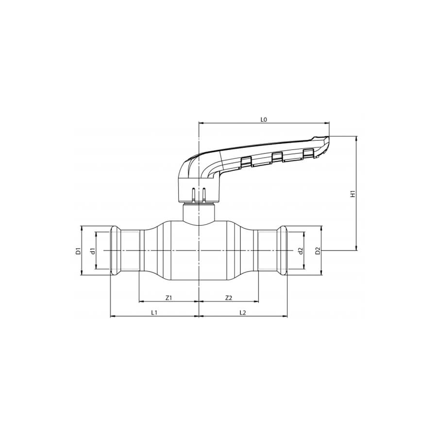 Кран шаровой пресс KAN-therm Inox 35 мм нержавеющая сталь 1609278004