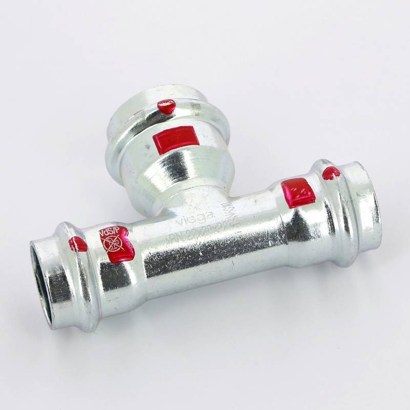 Тройник пресс Viega Prestabo оцинкованная сталь 22х28х22 мм 558871