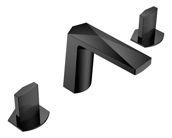 Смеситель для раковины на 3 отверстия Boheme Venturo черный 150-B-TOUCH