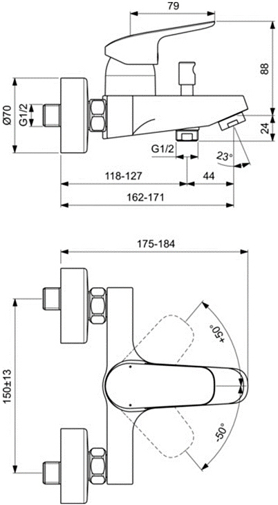 Набор смесителей 3 в 1 Ideal Standard Ceraflex (B1713AA + B1721AA + B2620AA) BD001AA