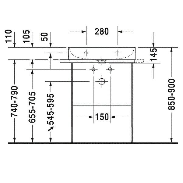 Консоль Duravit DuraSquare напольная 665x451 мм с полотенцедержателем цвет хром 0031011000