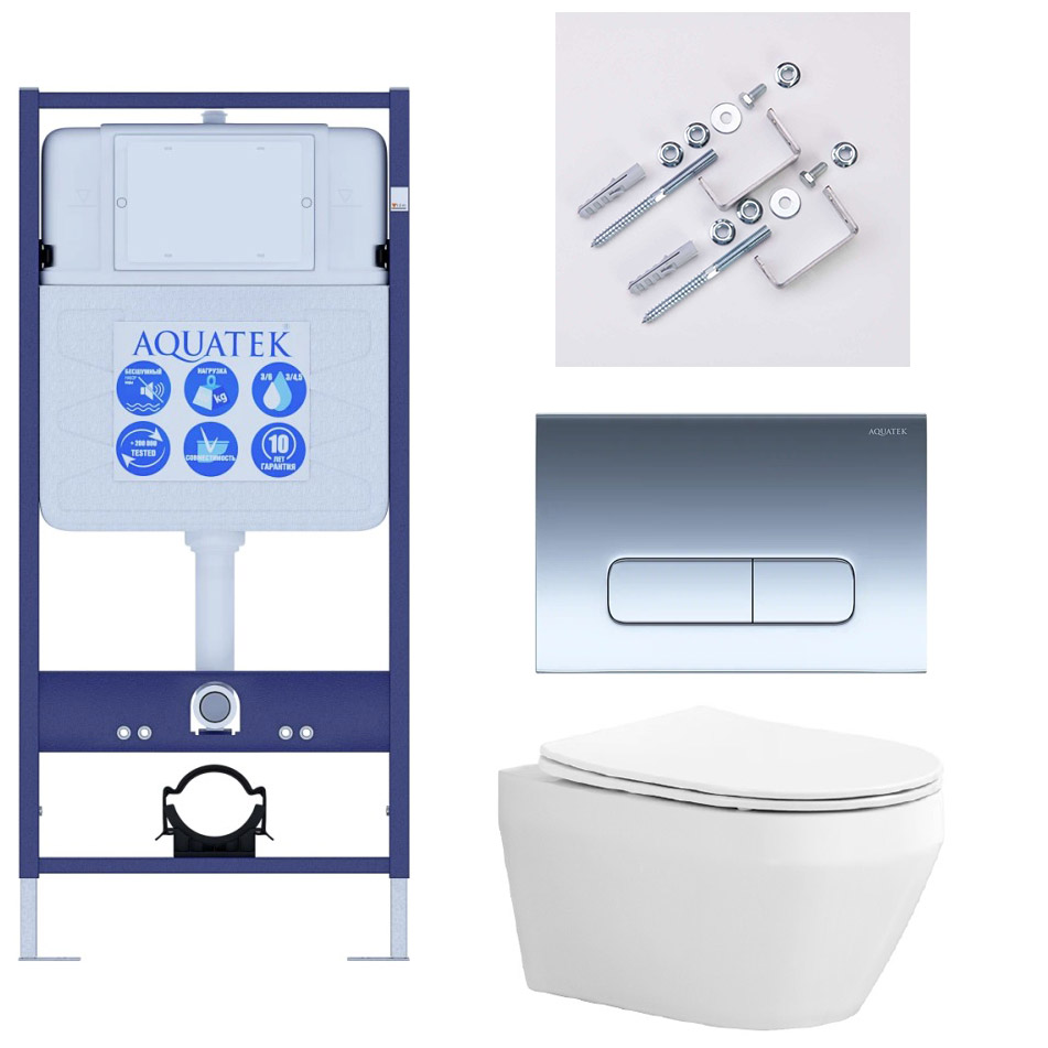 Комплект инсталляции с унитазом 4 в 1 AQUATEK ЛЕЯ Т-016 Tornado ЛЕЯ Т-016