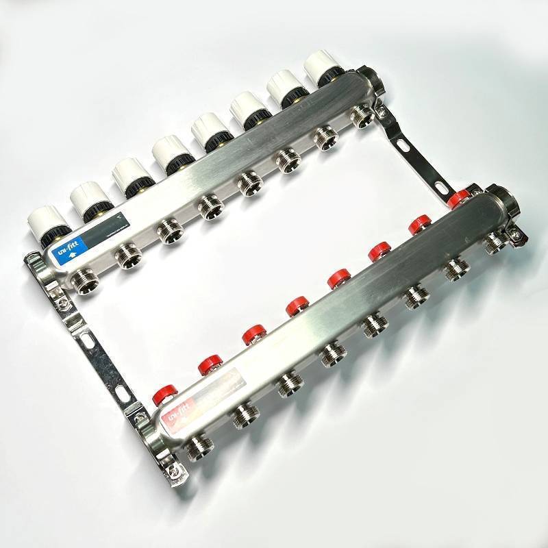 Коллекторная группа WATTS HKV-T 1 x 8 выходов 3/4 EK из нержавеющей стали 451W4308