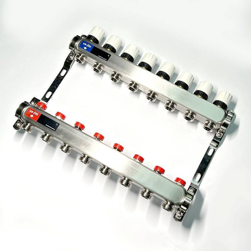 Коллекторная группа WATTS HKV-T 1 x 8 выходов 3/4 EK из нержавеющей стали 451W4308