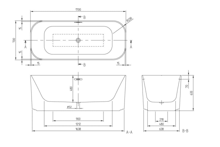 Ванна Villeroy & Boch Finion Duo 1700x700 мм отдельностоящая цвет альпийский белый/хром UBQ177FIN7N100V301