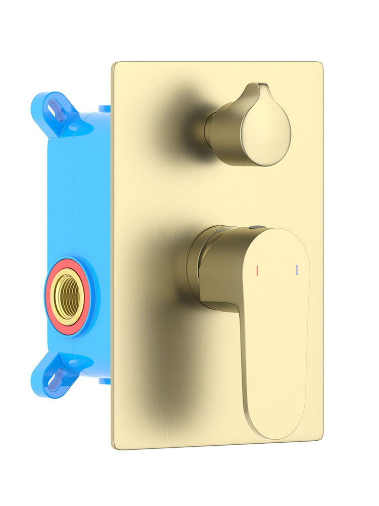 Смеситель для ванны Aquanet Oberon скрытого монтажа 2 режима шлифованное золото AQ1246BG