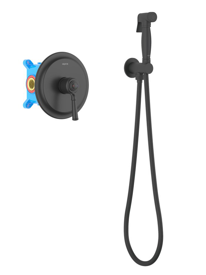 Набор с гигиеническим душем Aquanet Классик со смесителем матовый черный AQ1519MB