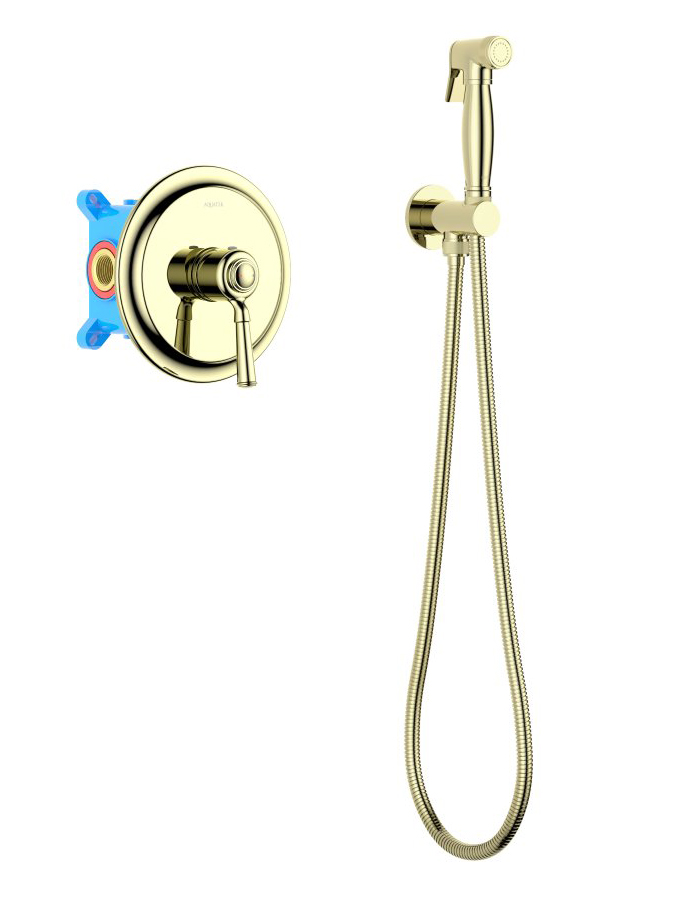 Набор с гигиеническим душем Aquanet Классик со смесителем полированное золото AQ1519PG