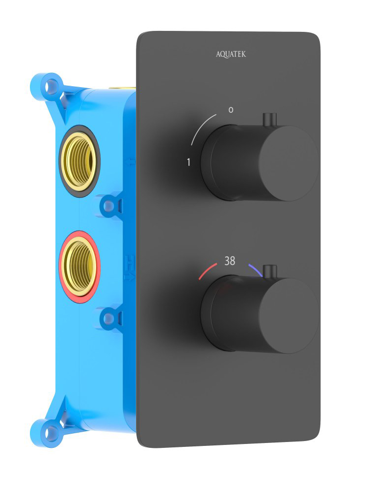 Смеситель для душа термостатический Aquanet Европа скрытого монтажа матовый черный AQ1391MB