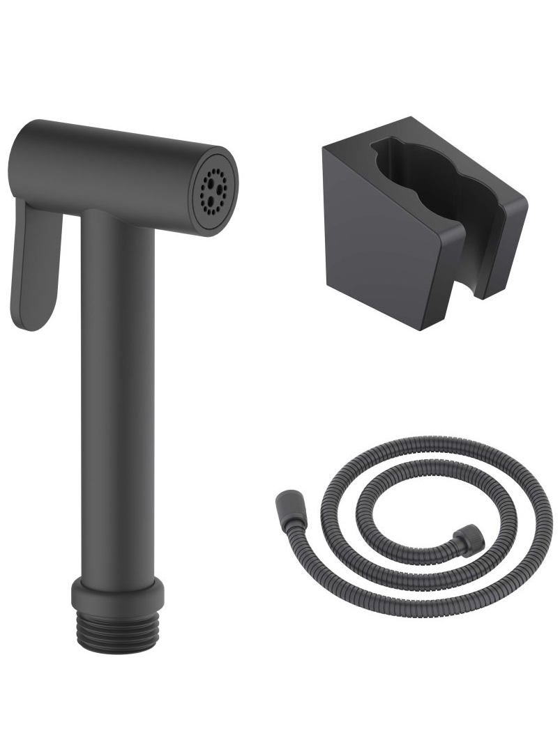 Гигиенический душ со шлангом 120 см и держателем Aquanet матовый черный AQ2054MB