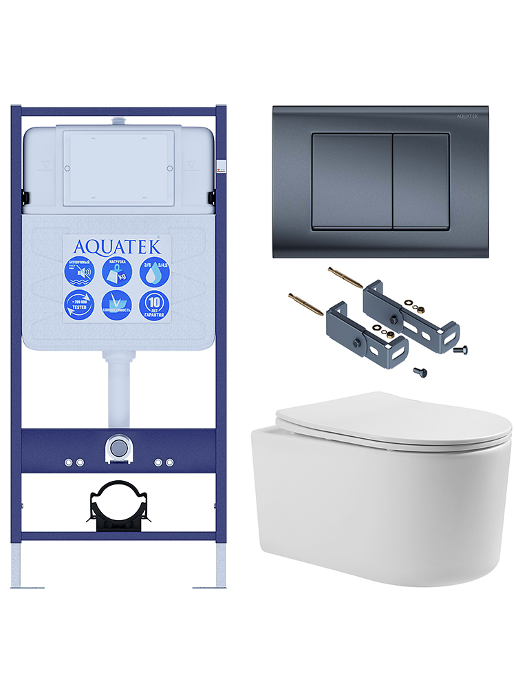 Комплект инсталляции 4 в 1 AQUATEK МИЯ Т-033 с унитазом AQ2004T-00 и сиденьем soft-close INS-0000012/KKI-0000016/KDI-0000033/AQ2004T-00
