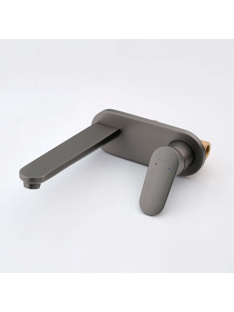 Смеситель для раковины Aquanet Ника настенный скрытого монтажа оружейная сталь AQ1813BGM