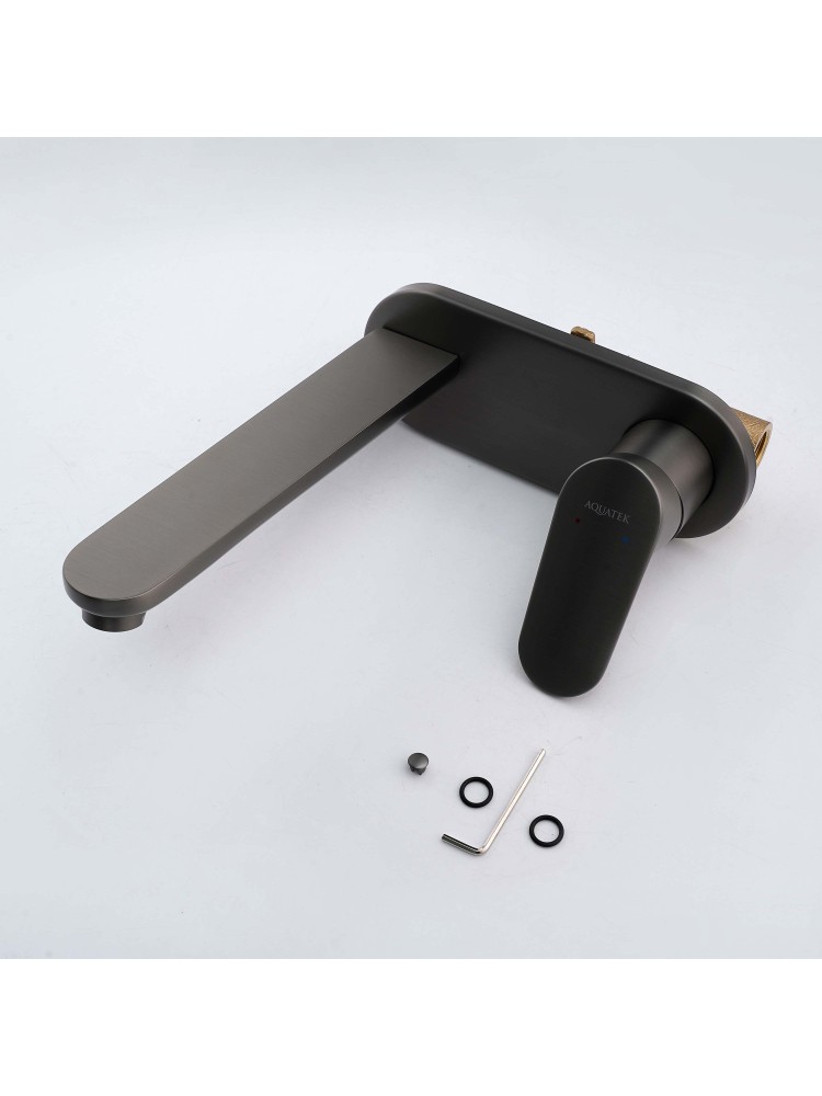 Смеситель для раковины Aquanet Ника настенный скрытого монтажа оружейная сталь AQ1813BGM