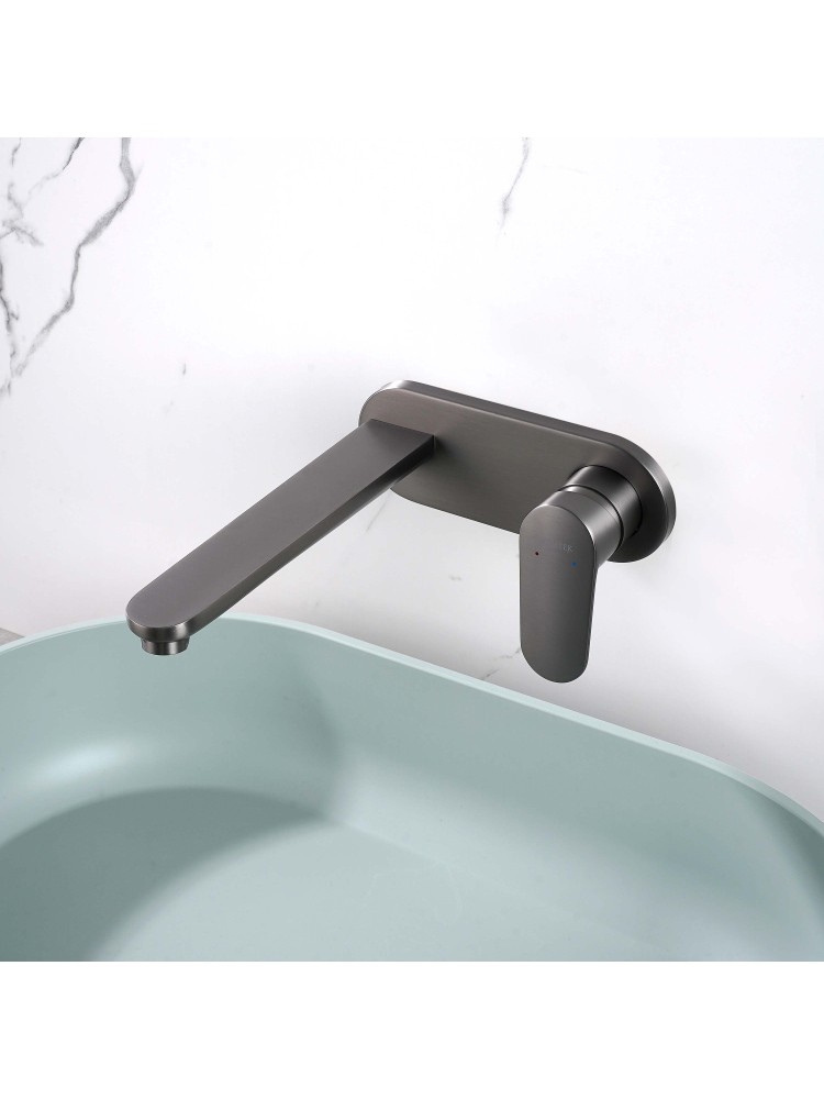 Смеситель для раковины Aquanet Ника настенный скрытого монтажа оружейная сталь AQ1813BGM