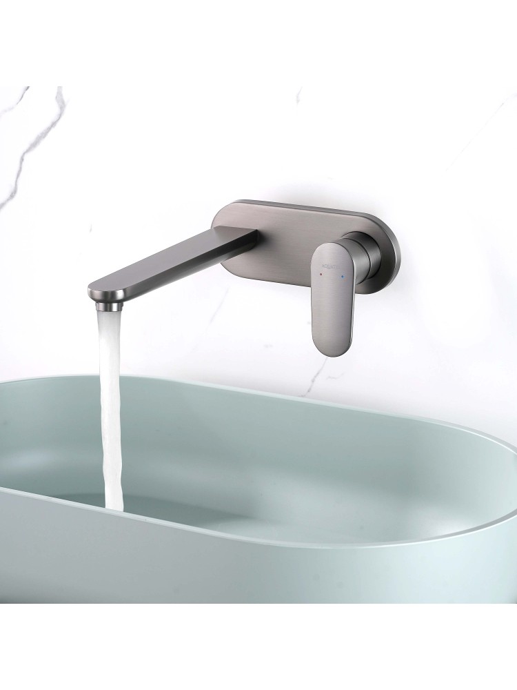 Смеситель для раковины Aquanet Ника настенный скрытого монтажа оружейная сталь AQ1813BGM