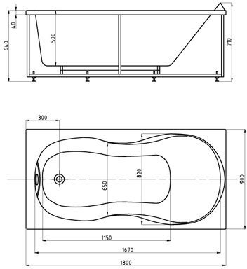 Ванна акриловая 1Marka Мартиника 180x80 см без экрана MAR180-0000053