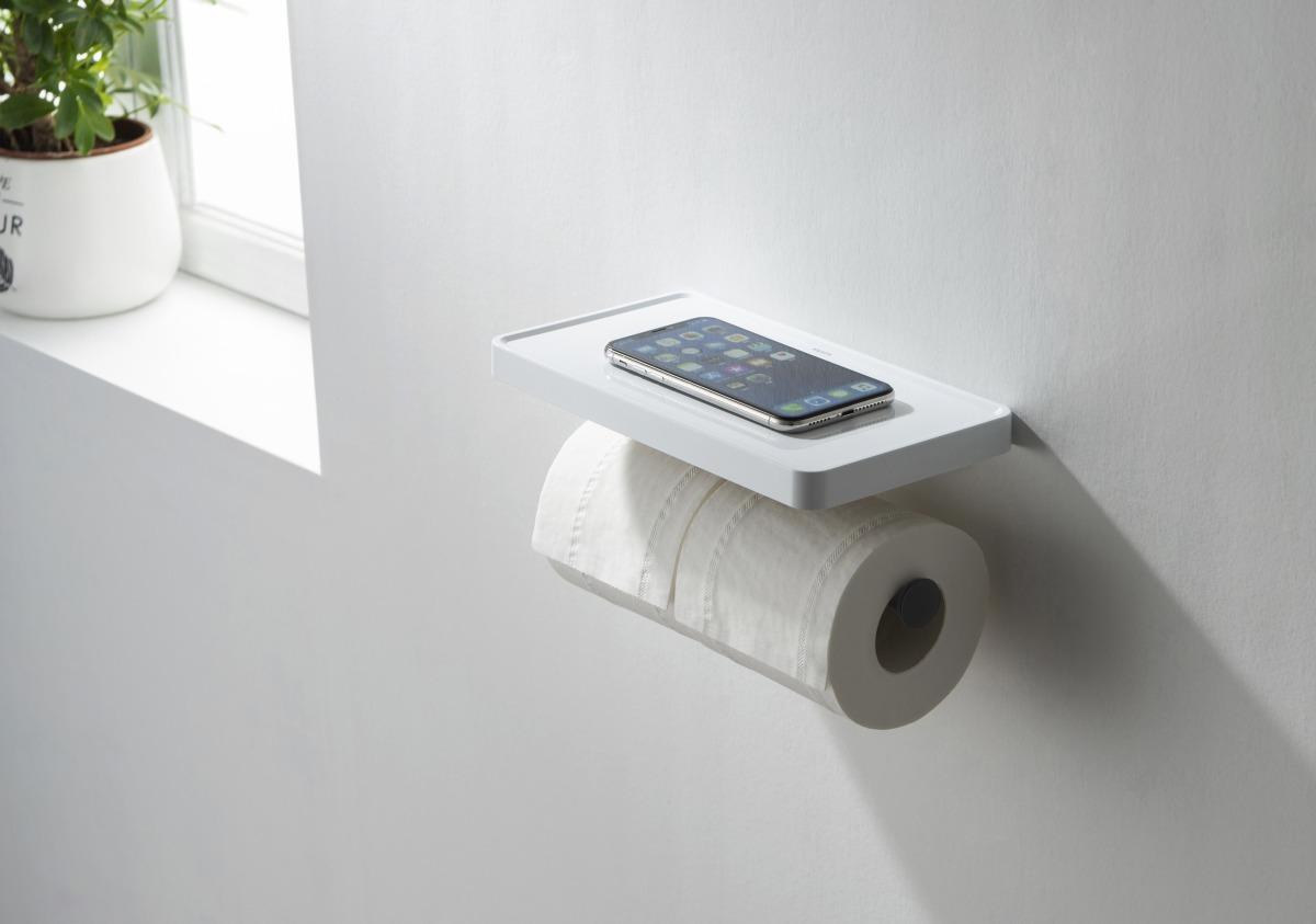 Бумагодержатель двойной с полкой Aquanet Europa матовый черный AQ4919MB