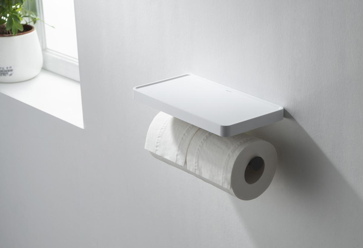 Бумагодержатель двойной с полкой Aquanet Europa матовый черный AQ4919MB