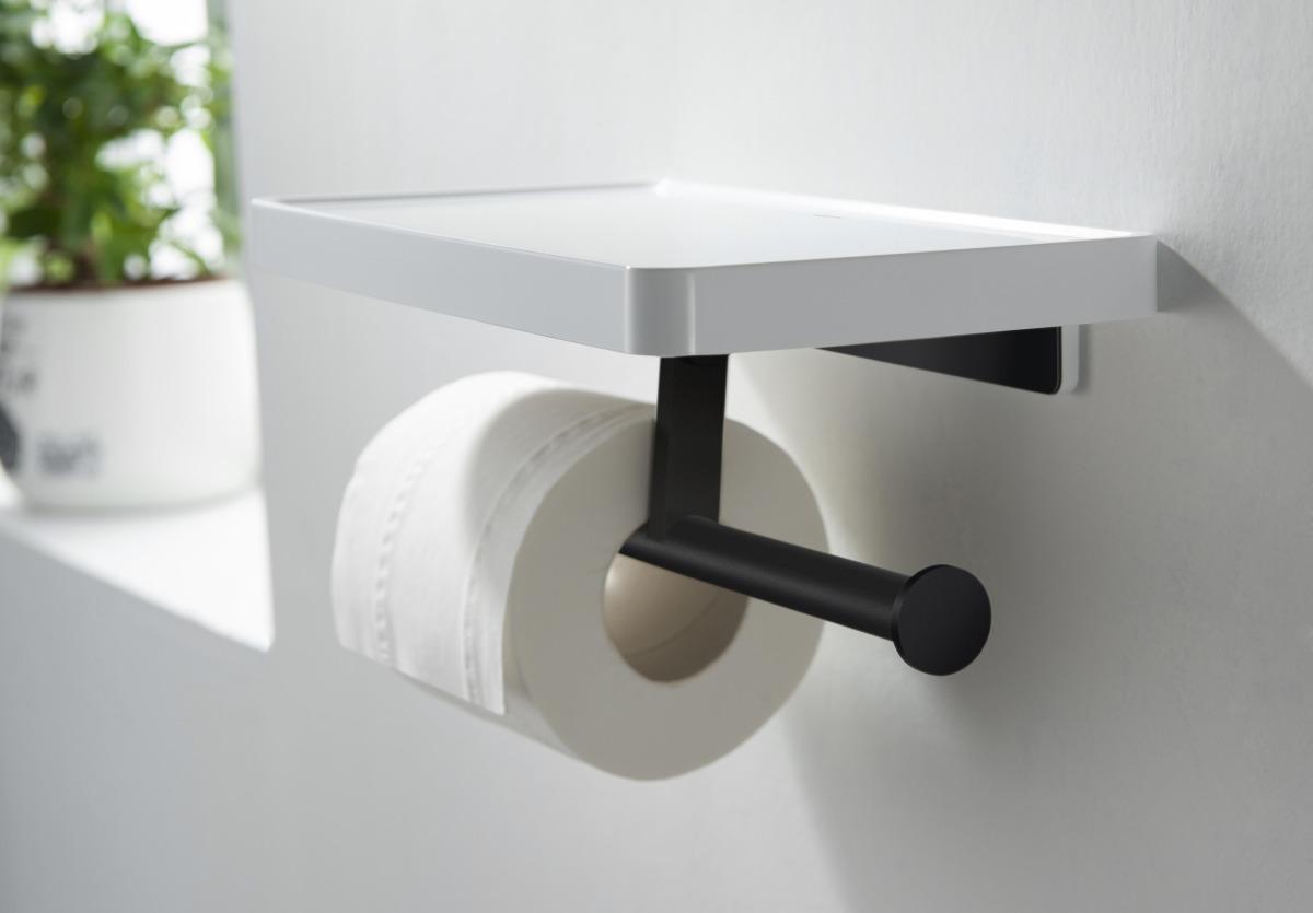 Бумагодержатель двойной с полкой Aquanet Europa матовый черный AQ4919MB