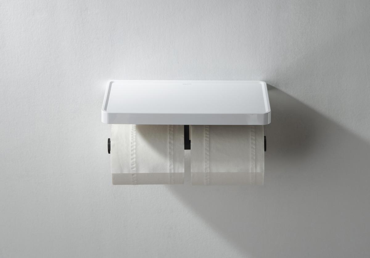 Бумагодержатель двойной с полкой Aquanet Europa матовый черный AQ4919MB