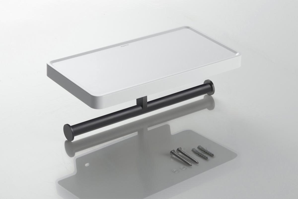 Бумагодержатель двойной с полкой Aquanet Europa матовый черный AQ4919MB