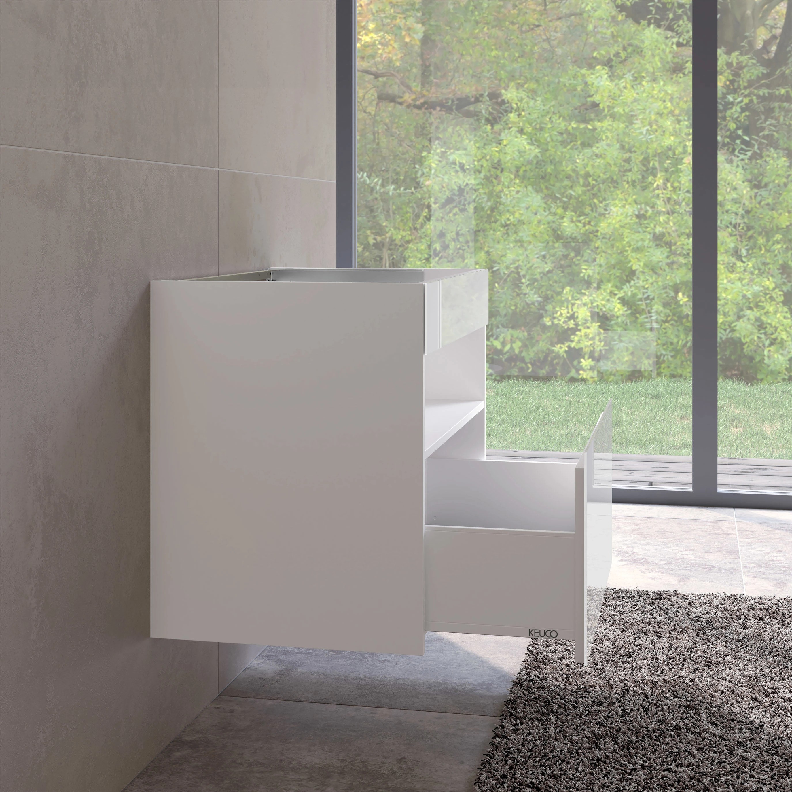 Тумба под умывальник KEUCO Stageline 800x625x490 мм 1 ящик подсветка розетка USB Вулканит 32862970100