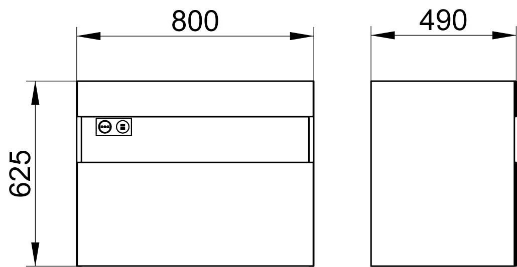 Тумба под умывальник KEUCO Stageline 800x625x490 мм 1 ящик подсветка розетка USB Вулканит 32862970100