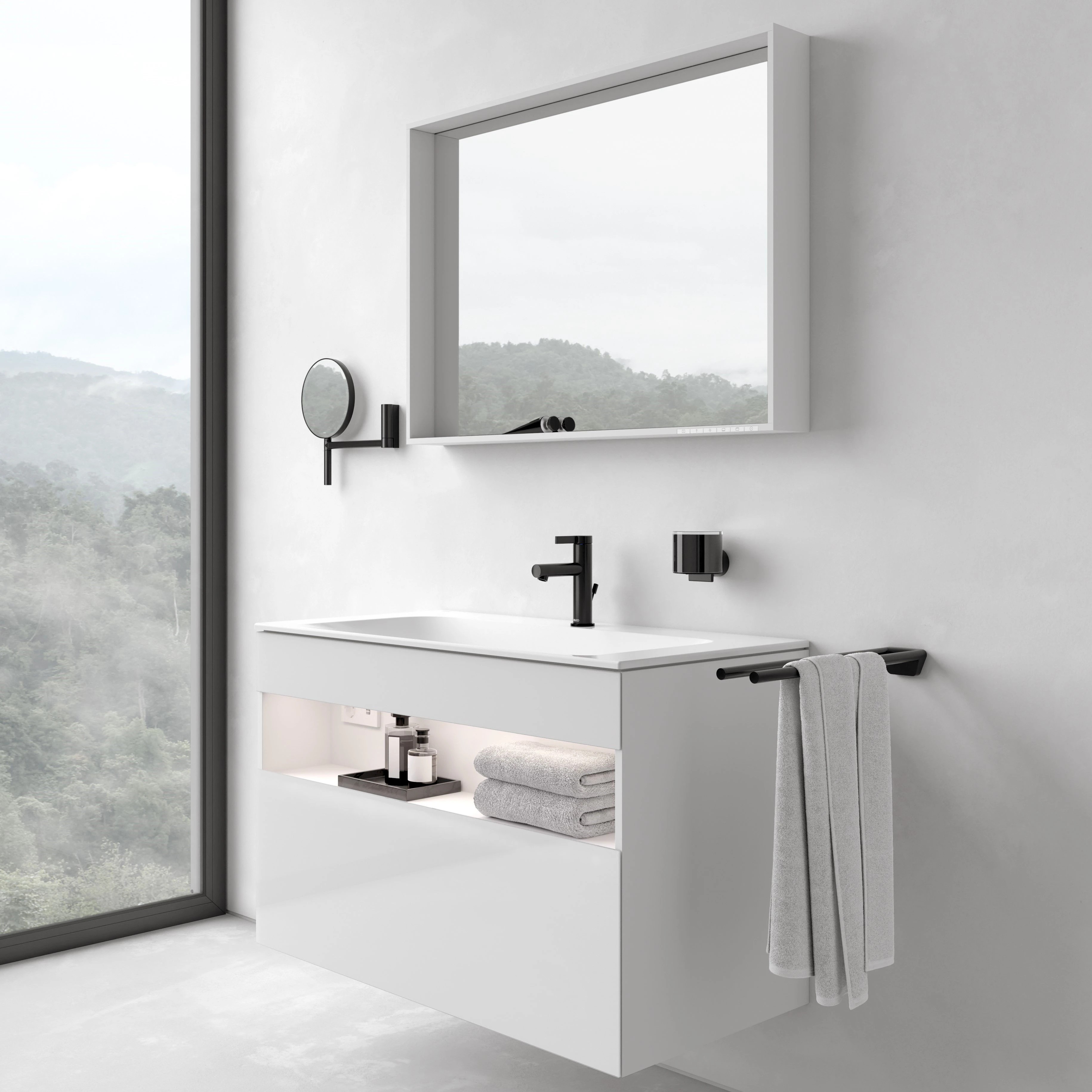 Тумба под умывальник KEUCO Stageline 800x625x490 мм 1 ящик подсветка розетка USB Вулканит 32862970100