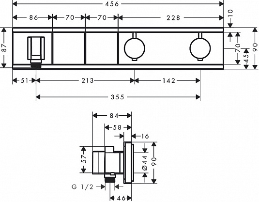 Комплект термостатического смесителя для душа Hansgrohe RainSelect 15355000/15310180 15355000S
