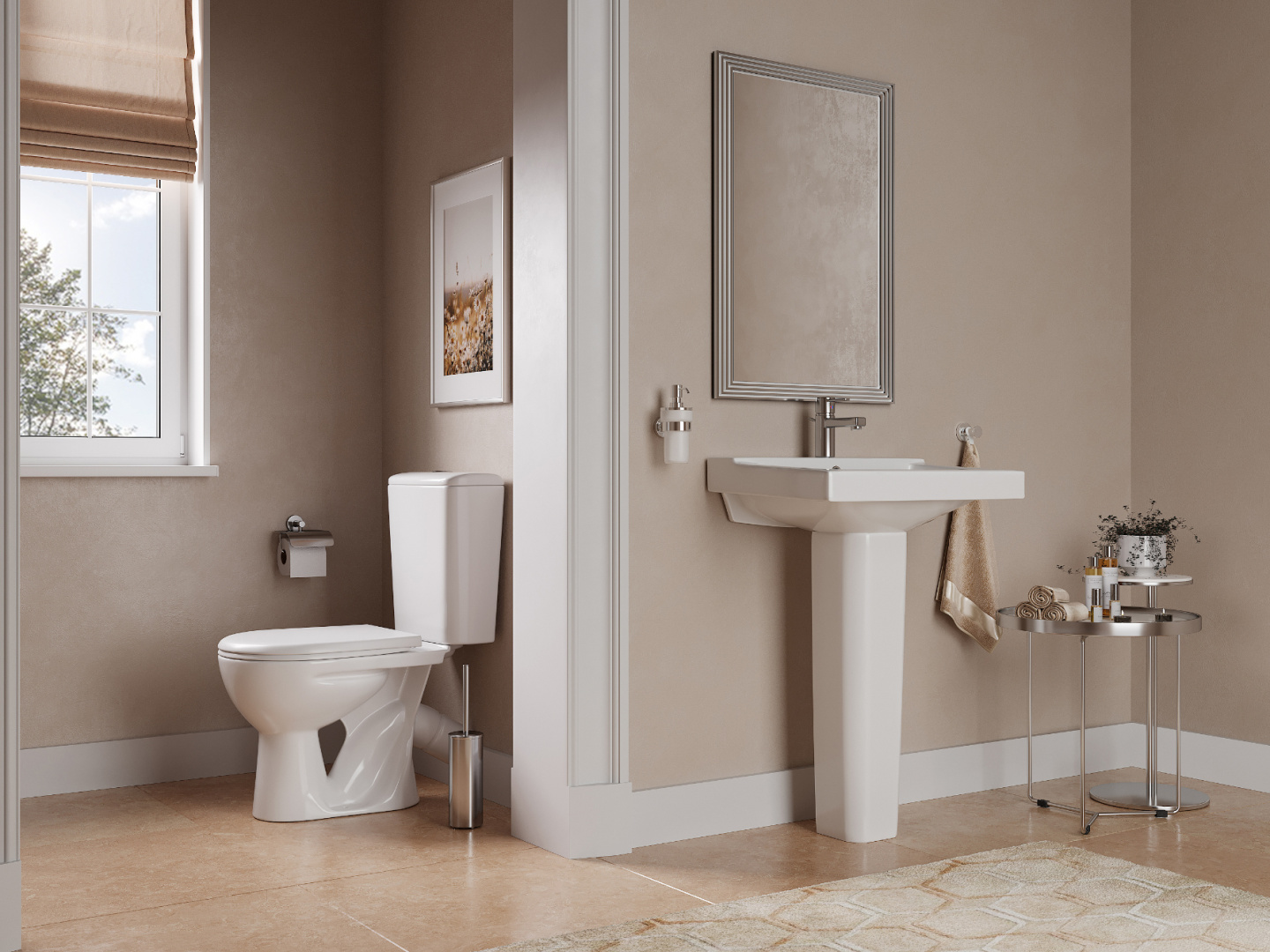 Унитаз-компакт Sanita Орион белый сиденье полипропилен косой выпуск 1.P400.8.S00.00B.F