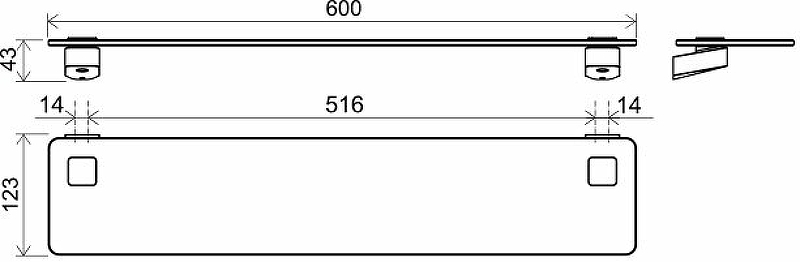 Полка стеклянная RAVAK 10° 64 см черная X07P567
