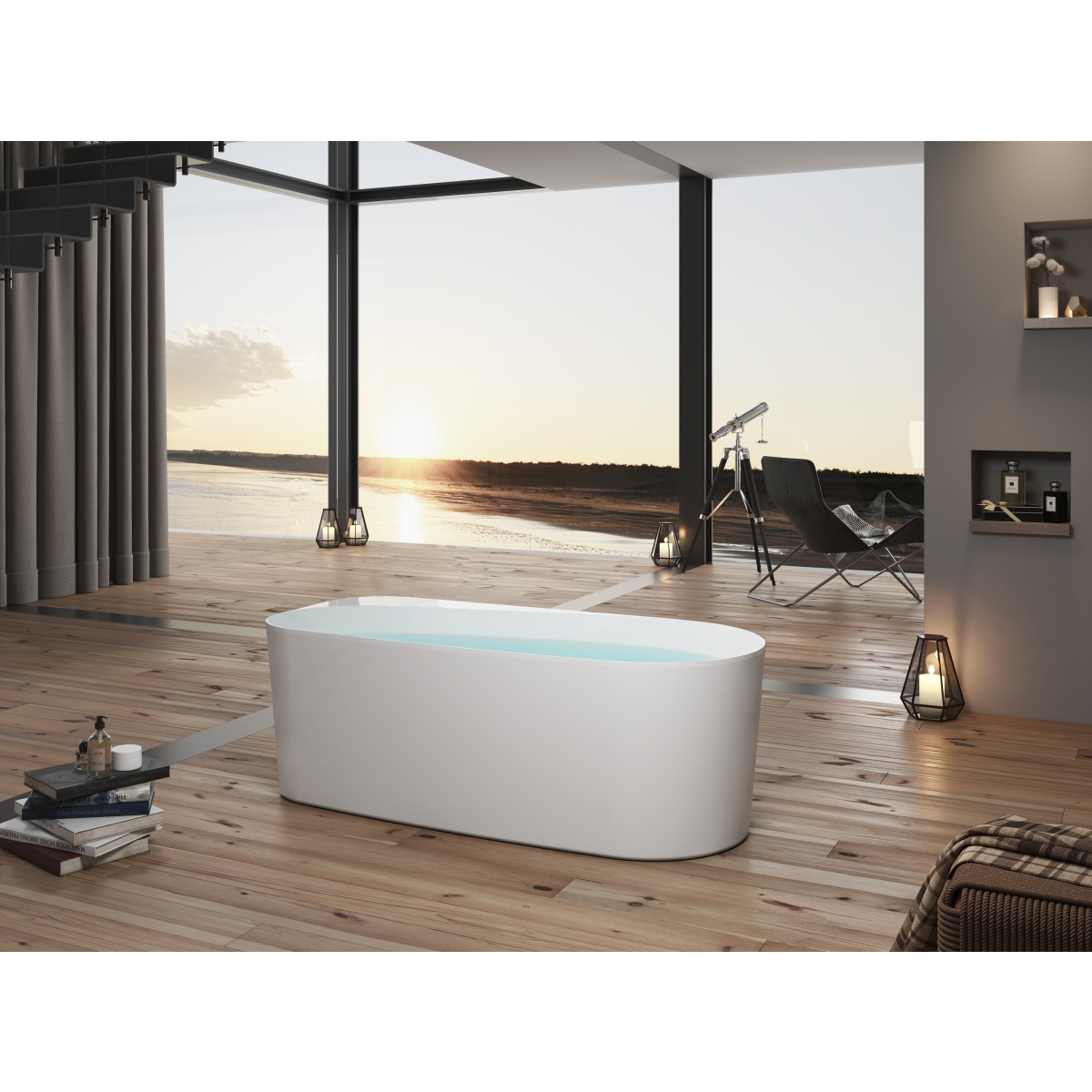 Ванна акриловая отдельностоящая Aquanet ПРИМА 1700x800x580 мм со сливом и ножками AQ-1115780