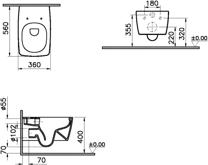 Унитаз подвесной безободковый VitrA Metropole Rim-Ex 7672B003-0075