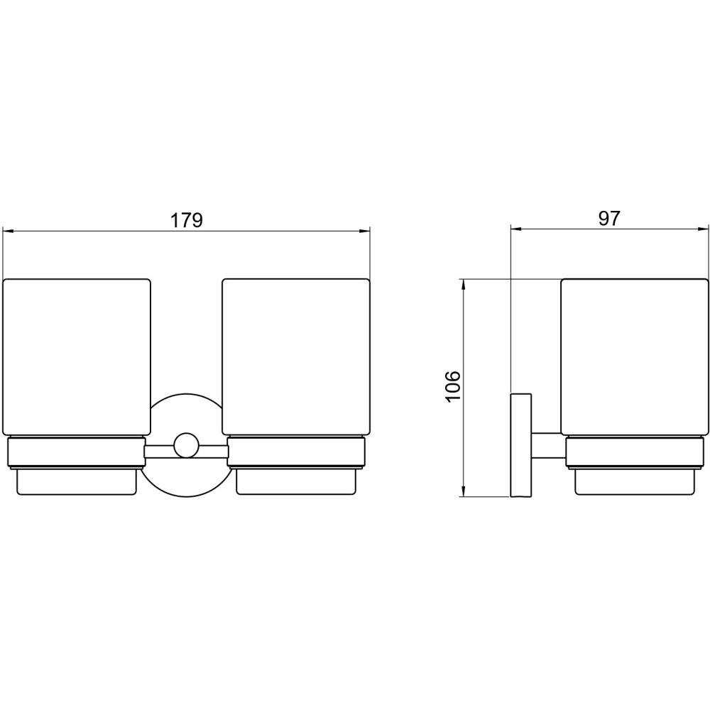 Стакан с держателем двойной Aquanet БЕТТА оружейная сталь AQ4617BGM