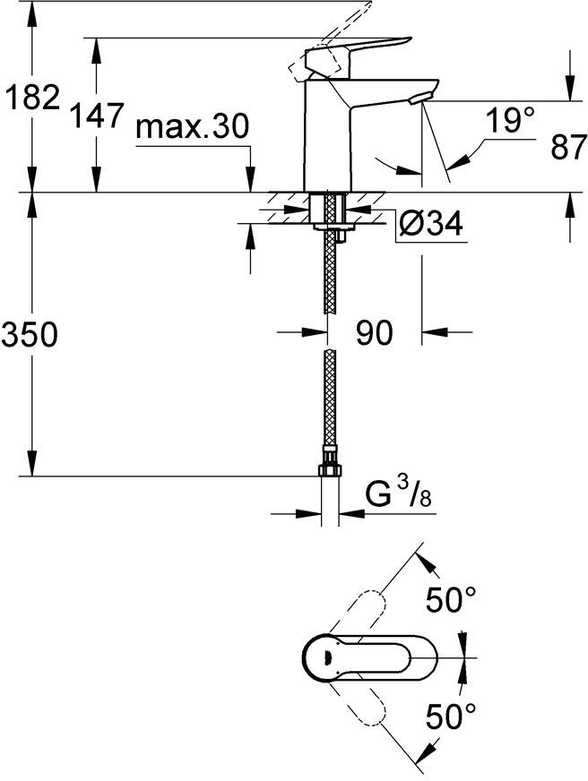 Смеситель для раковины GROHE BauEdge хром 23330000