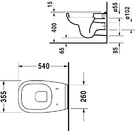 Унитаз подвесной Duravit D-Code 355x545 мм 25350900002