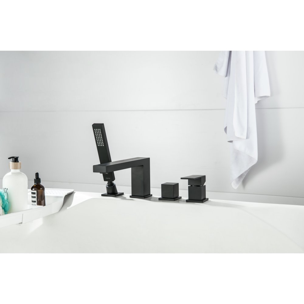 Смеситель на борт ванны Aquanet Libra на 4 отверстия черный матовый AQ1648MB