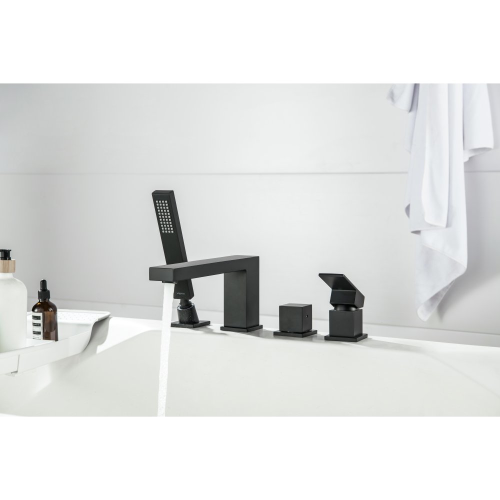 Смеситель на борт ванны Aquanet Libra на 4 отверстия черный матовый AQ1648MB