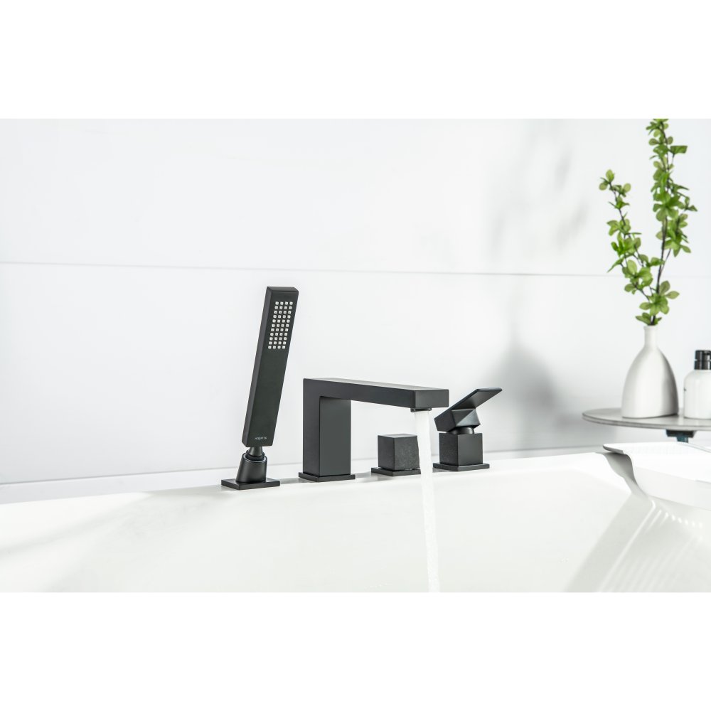Смеситель на борт ванны Aquanet Libra на 4 отверстия черный матовый AQ1648MB