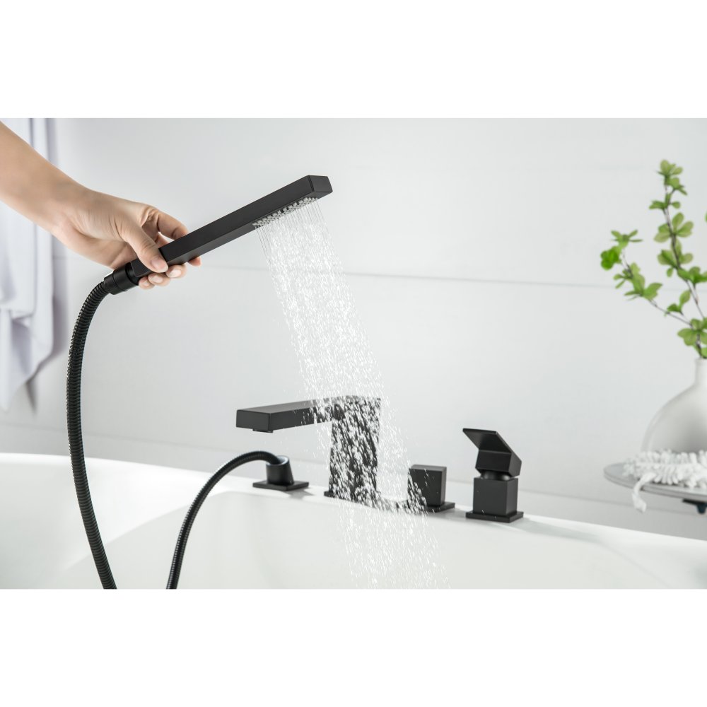 Смеситель на борт ванны Aquanet Libra на 4 отверстия черный матовый AQ1648MB