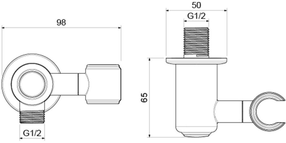 Шланговое подсоединение с держателем Aquatek КЛАССИК матовый черный AQ2462MB