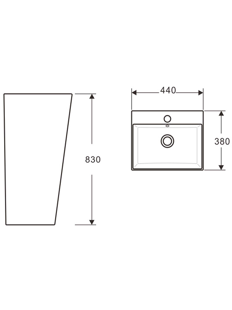 Умывальник пьедестальный Aquatek Optima Square 440x380x835 мм AQ4401-00